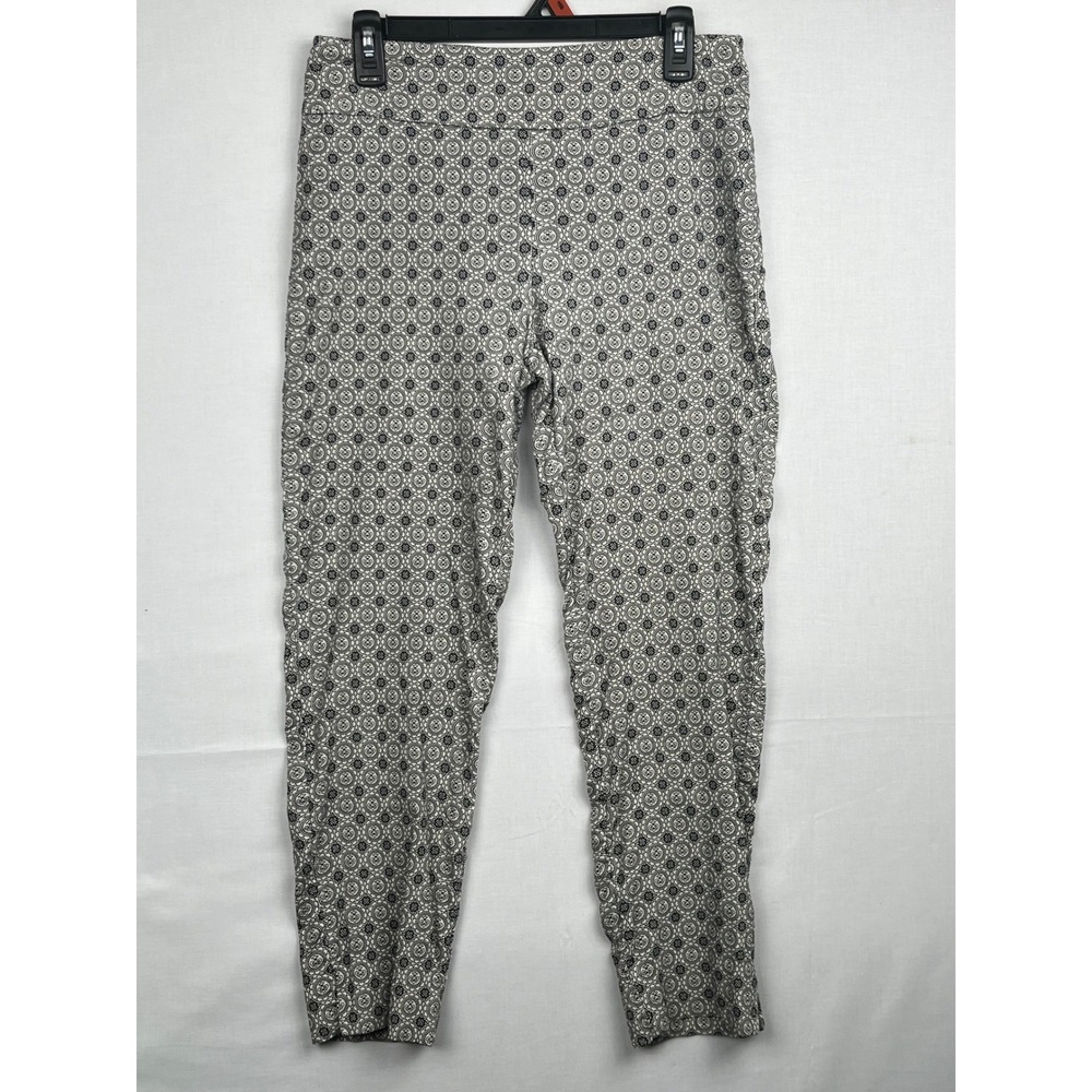 Zac & Rachel Womens Medallion Print Pull On Ankle Pants Black White Size 10